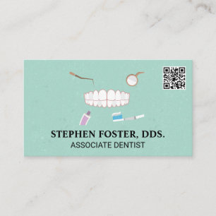 Teeth and Dental Tools   QR Code Business Card
