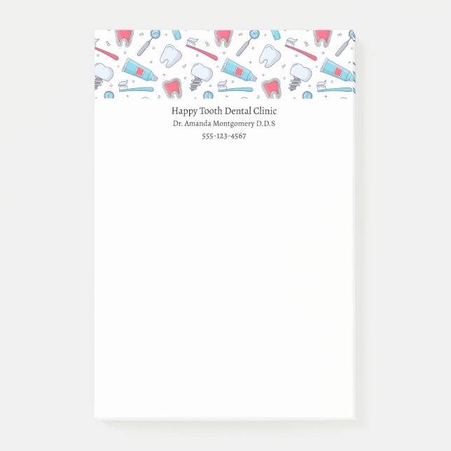 Teeth and Tools Dental Pattern Dentist Post-it Notes (Front)