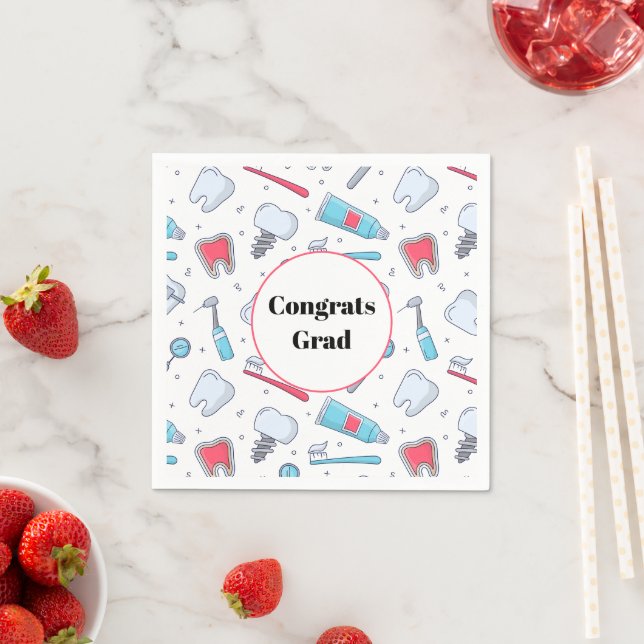 Teeth and Tools Dental Pattern Graduation Napkin (Insitu)