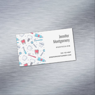 Teeth and Tools Dental Pattern Magnetic Business Card