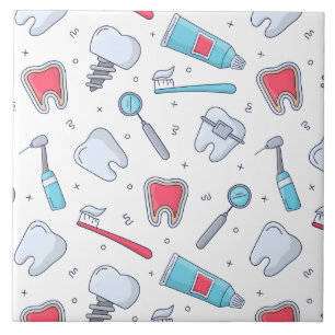 Teeth and Tools Dental Pattern Tile
