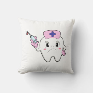 Teeth as Nurse with Syringe.PNG Cushion