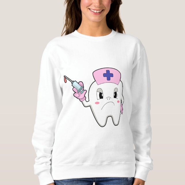 Teeth as Nurse with Syringe.PNG Sweatshirt (Front)