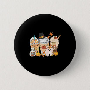 Teeth Coffee Fall Dental Pumpkin Latte Dentist Tha 6 Cm Round Badge