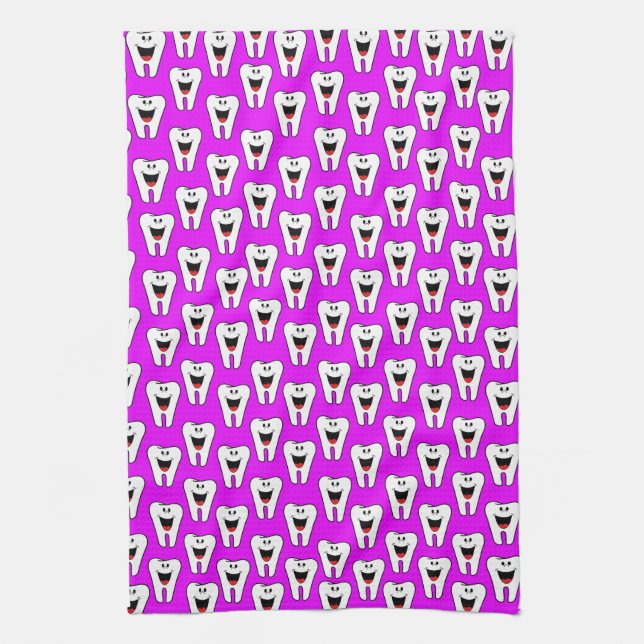 Teeth Dentist Purple Kitchen Hand Towel (Vertical)