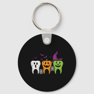 Teeth Ghost Pumpkin Witch Cute Dental Halloween De Key Ring