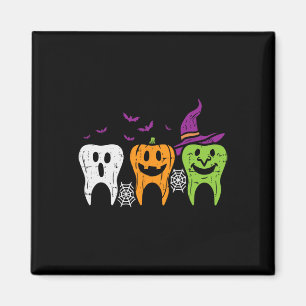 Teeth Ghost Pumpkin Witch Cute Dental Halloween De Magnet