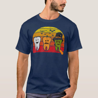Teeth Ghost Pumpkin Witch Cute Dental Halloween De T-Shirt