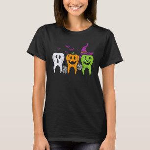 Teeth Ghost Pumpkin Witch Cute Dental Halloween De T-Shirt