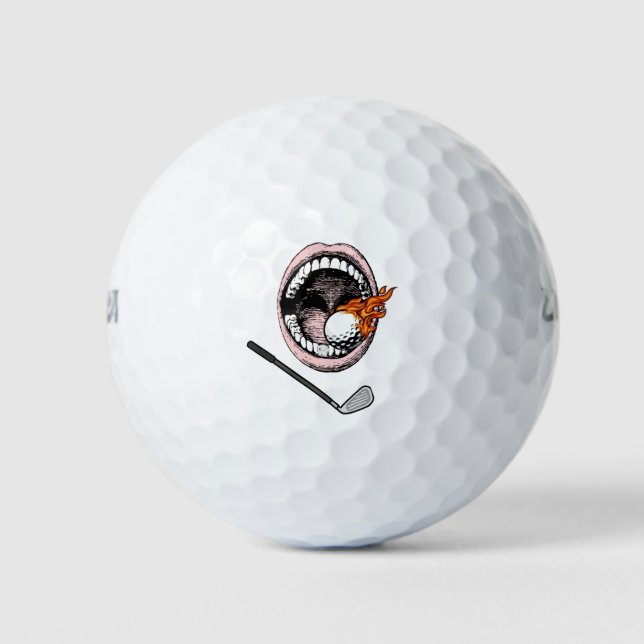 Teeth Golf Ball with Flames Golf Ball for Dentist (Front)