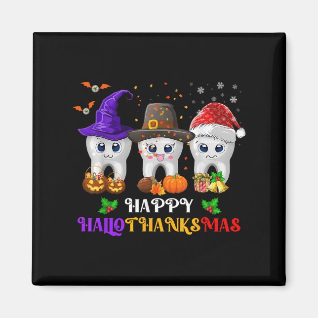 Teeth Hallothanksmas Halloween Thanksgiving Christ Magnet (Front)