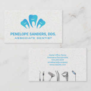 Teeth Logo Dentistry Tools Business Card