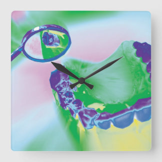 Teeth Model Mirror Review Dentist Wall Clock