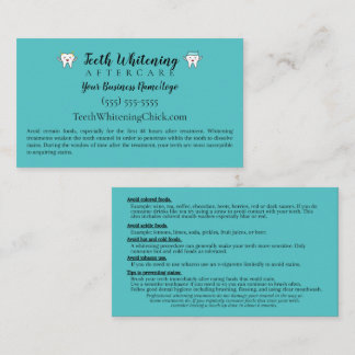 Teeth Whitening Aftercare Instruction Business Card