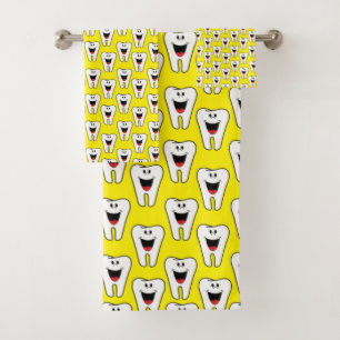 Teeth Yellow Dentist Hands Bathroom Towel Sets