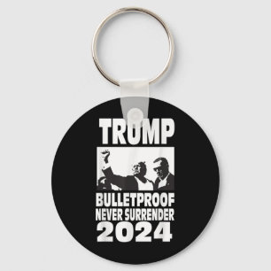 Teflon Don Trump 2024 Bulletproof Never Surrender  Key Ring