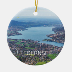 Tegernsee Bavaria Germany Retro Panorama Souvenir Ceramic Tree Decoration