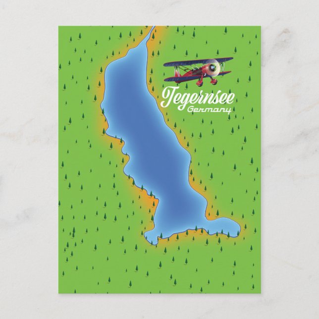 Tegernsee Germany vintage lake map Postcard (Front)