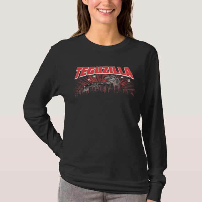 Teguzilla Little Lizard Black & White Gecko Bearde T-Shirt (Front)