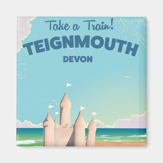 Teignmouth Beach Devon Vintage travel poster Magnet (Front)