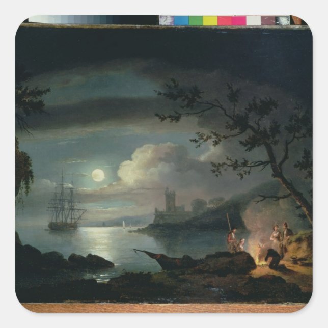 Teignmouth by moonlight square sticker (Front)