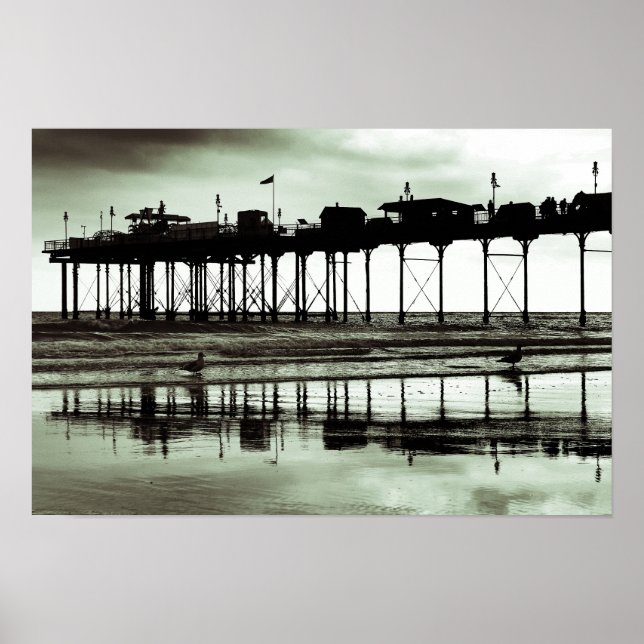 Teignmouth Pier And Beach Devon England UK Poster (Front)