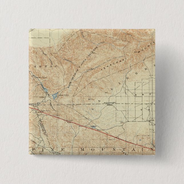 Tejon quadrangle showing San Andreas Rift 15 Cm Square Badge (Front)