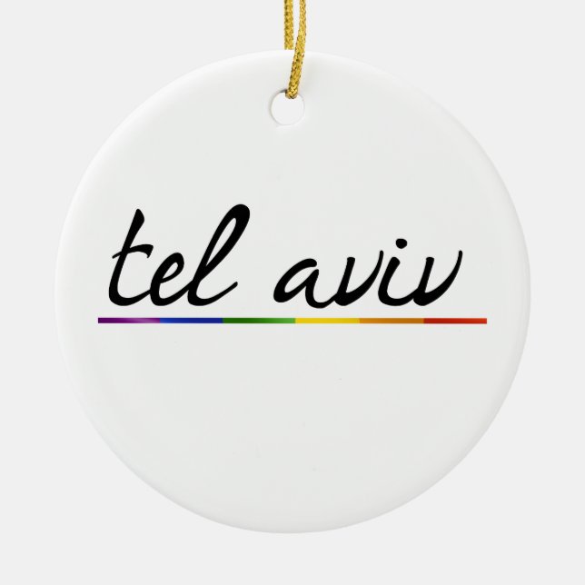 TEL AVIV GAY PRIDE -.png Ceramic Tree Decoration (Front)