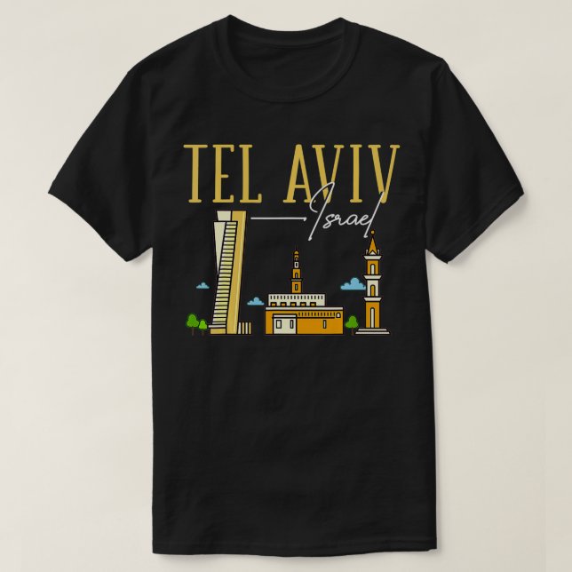 Tel Aviv Israel City Skyline Map Travel  T-Shirt (Design Front)