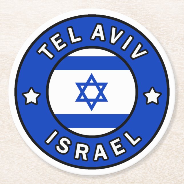 Tel Aviv Israel Round Paper Coaster (Front)