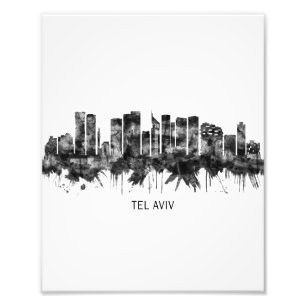 Tel Aviv Israel Skyline BW Photo Print