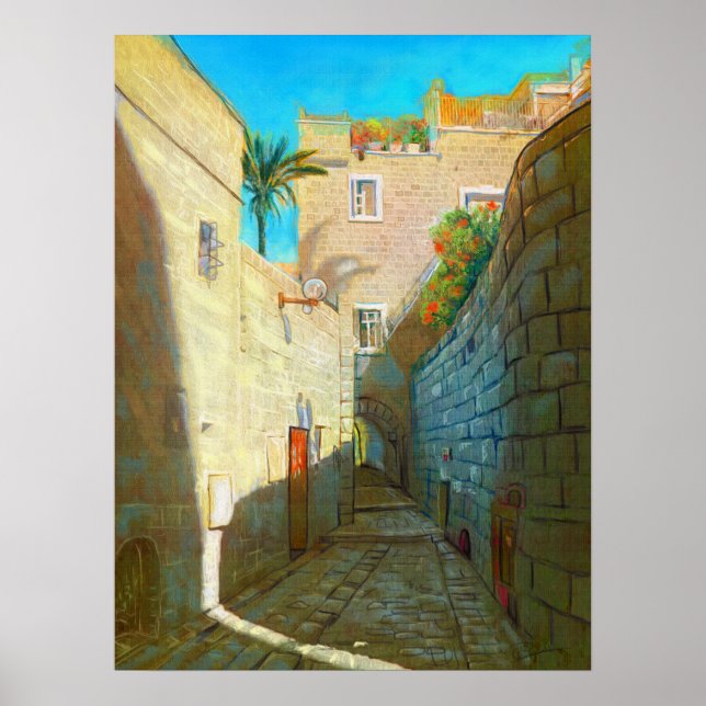 Tel-Aviv Jaffo Old City Israel Travel Oil Painting Poster (Front)