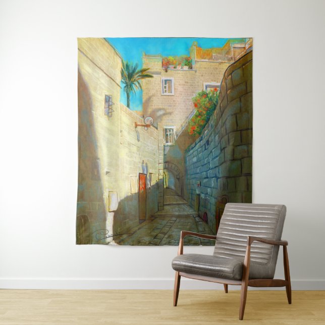 Tel-Aviv Jaffo Old City Israel Travel Oil Painting Tapestry (In Situ)