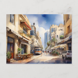 Tel Aviv watercolor art Postcard