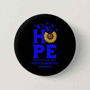 Telangiectasia Blue Hope Vintage Sunflower Awarene 6 Cm Round Badge