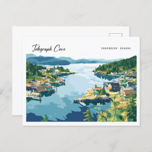 Telegraph Cove Vancouver Canada Illustration Postcard