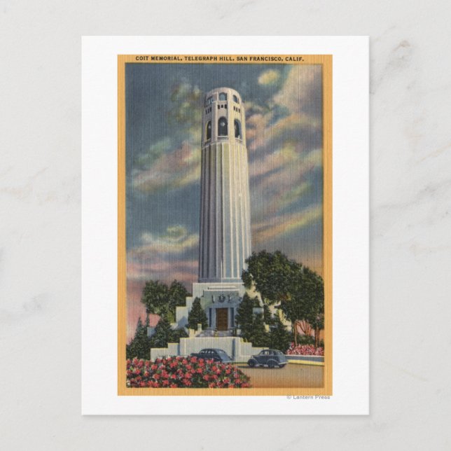 Telegraph Hill View with Coit Memorial Postcard (Front)
