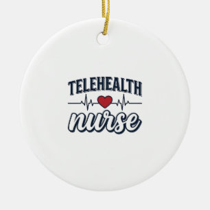 Telehealth Nurse Heartbeat Vintage Shirt Design_1 Ceramic Tree Decoration