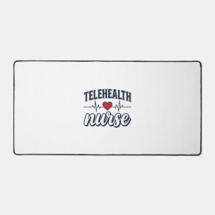 Telehealth Nurse Heartbeat Vintage Shirt Design_1 Desk Mat