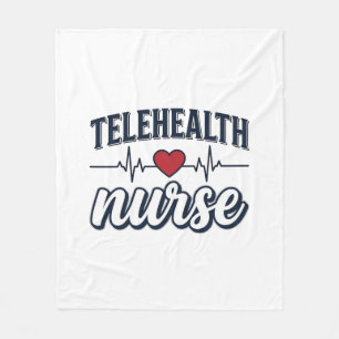 Telehealth Nurse Heartbeat Vintage Shirt Design_1 Fleece Blanket