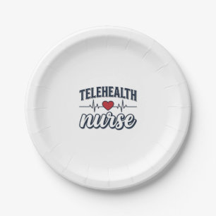 Telehealth Nurse Heartbeat Vintage Shirt Design_1 Paper Plate