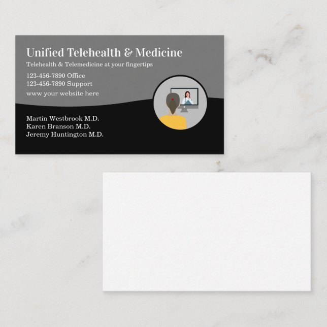 Telehealth Telecare Medical Business Cards (Front/Back)