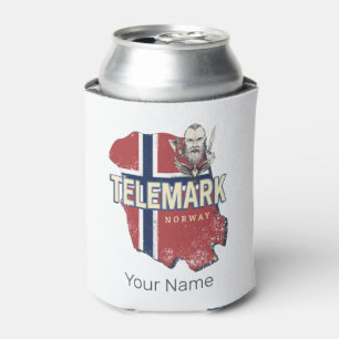 Telemark Norway Province Map Vintage Souvenir Can Cooler