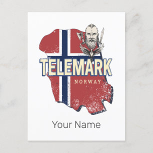 Telemark Norway Province Map Vintage Souvenir Holiday Postcard
