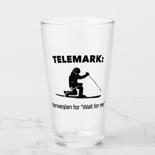 Telemark: Norwegian For "Wait For Me" Glass (Front)