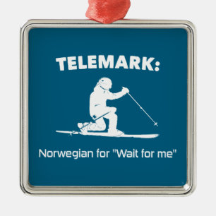 Telemark: Norwegian For "Wait For Me" Metal Tree Decoration