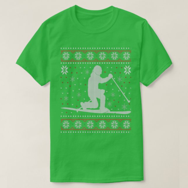 Telemark Ski Skiing Ugly Christmas Sweater Gift (Design Front)