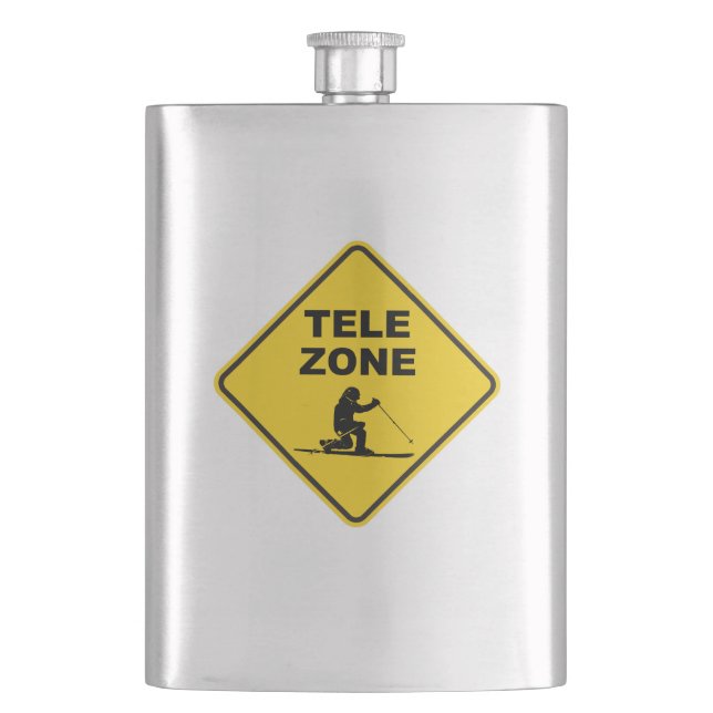 Telemark Ski Zone Sign Hip Flask (Front)