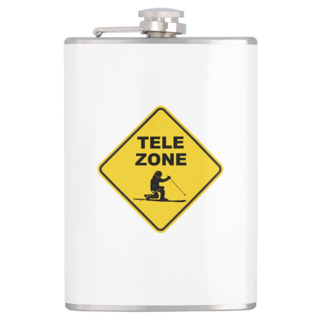 Telemark Ski Zone Sign Hip Flask (Front)