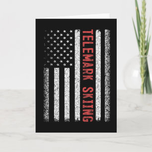 Telemark Skiing American Flag 4th Of July Ski Race Card